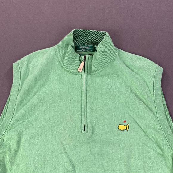 Peter Millar Masters Sweater Vest Mens MD Green Quarter Zip Golf Silk Blend - Picture 3 of 10
